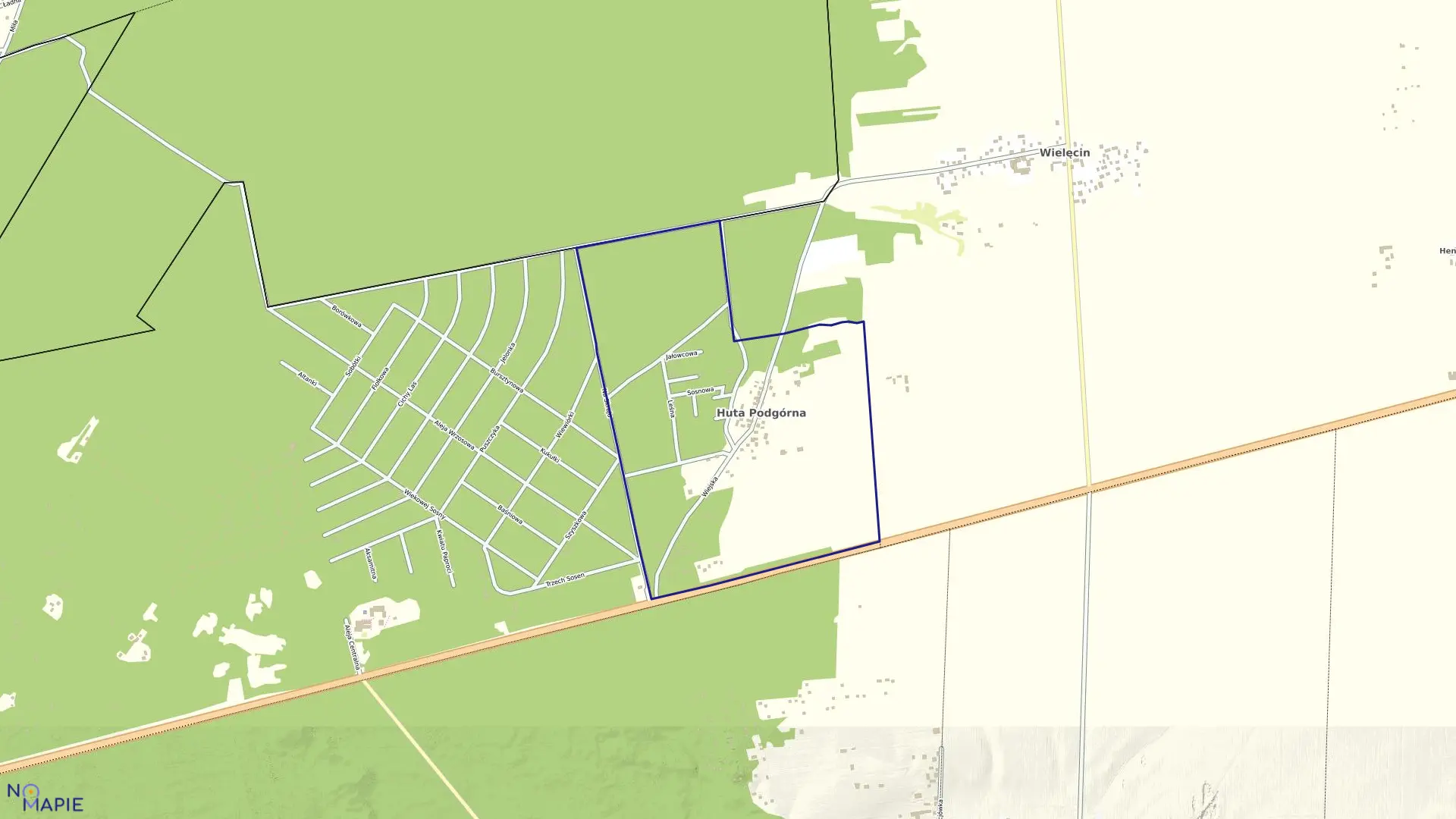 Mapa obrębu HUTA POD.-POPOWO-A w gminie Somianka