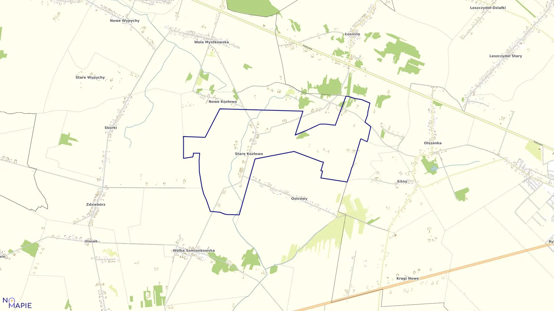 Mapa obrębu KOZŁOWO STARE w gminie Somianka