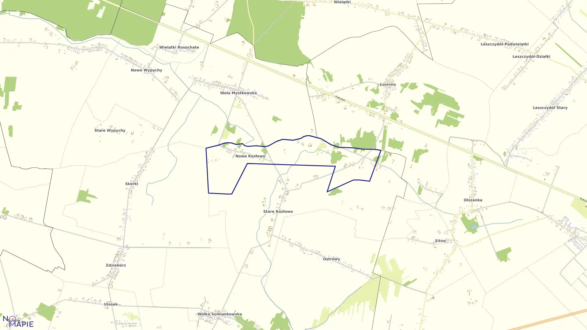 Mapa obrębu NOWE KOZŁOWO w gminie Somianka