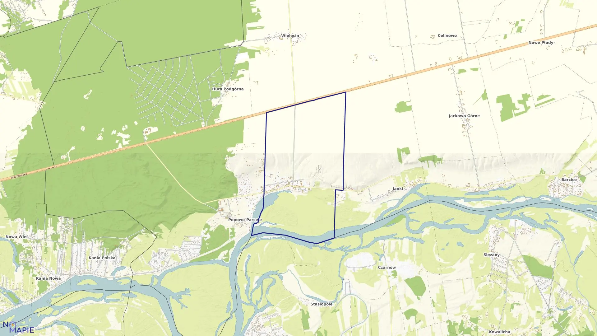 Mapa obrębu POPOWO KOŚCIELNE w gminie Somianka