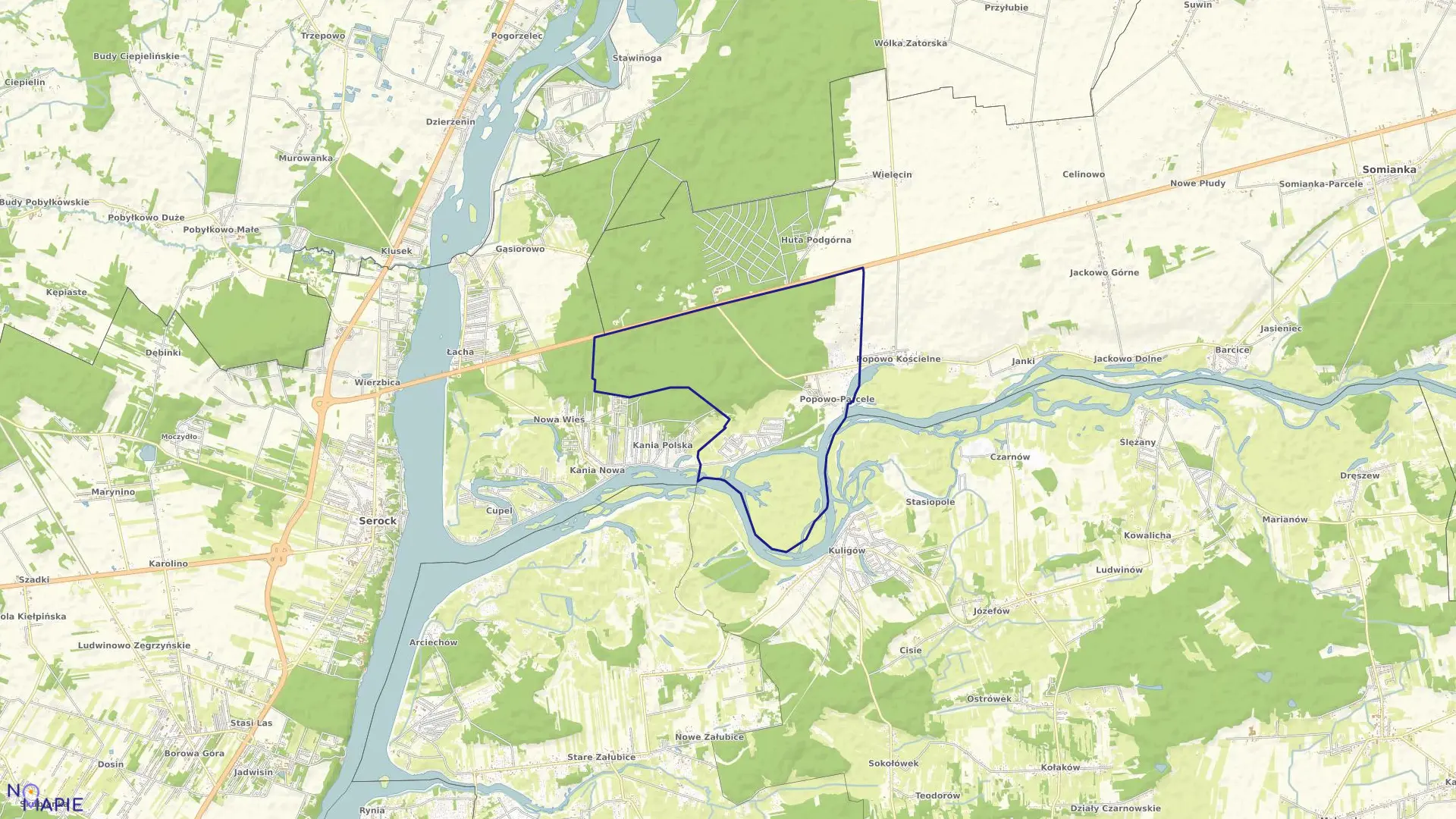 Mapa obrębu POPOWO PARCELE w gminie Somianka