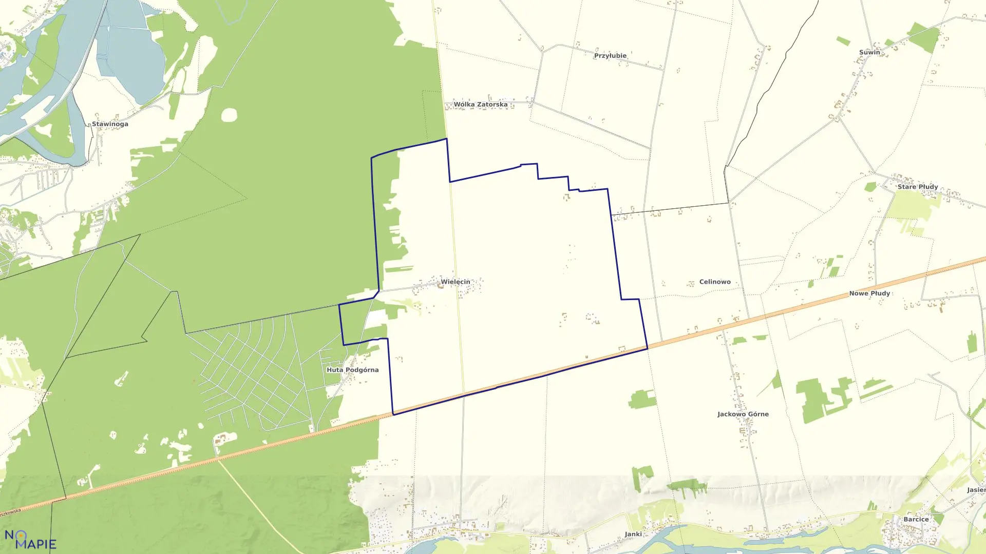 Mapa obrębu WIELĘCIN w gminie Somianka